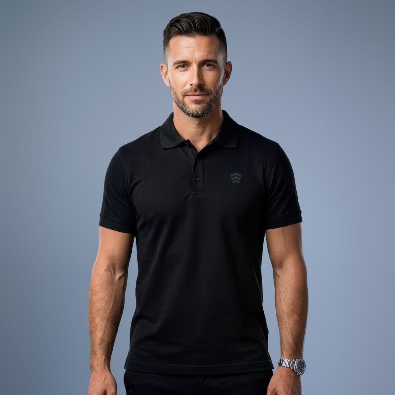 CAMISA POLO PRETA BIO COTTON