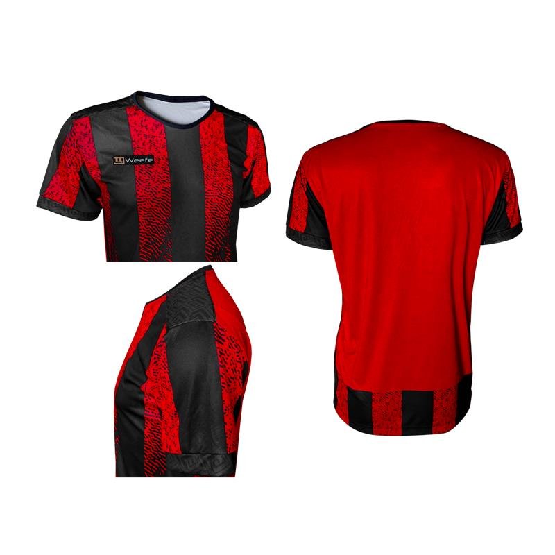 CAMISETA REC. OMBRO LISTRADA VERMELHO / PRETO 
