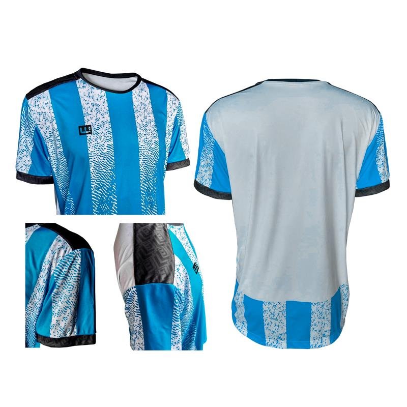 CAMISETA REC. OMBRO LISTRADA AZUL / BRANCO