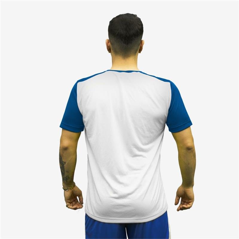 CAMISETA REC. OMBRO BRANCO E AZUL 2025